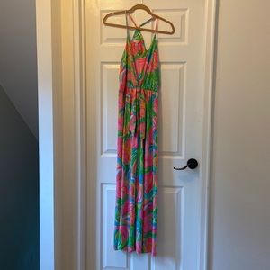 Lilly Pulitzer Womens Dress Pink Maxi Hawaiian Racerback Spaghetti strap Small